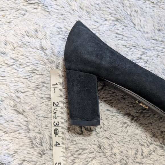 Prada Suede Heels Black Block Heels Buckle Size 40 US 10 - Picture 9 of 10
